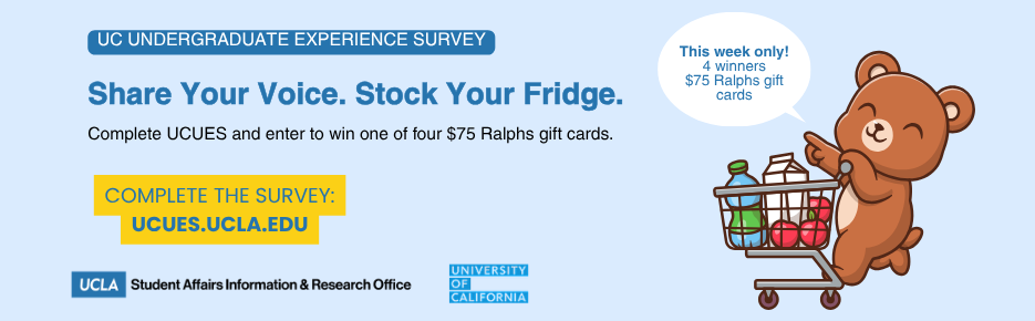 Share your voice. stock your fridge. Complete UCUES and enter to win 1 of 4 $75 Ralphs gift cards.